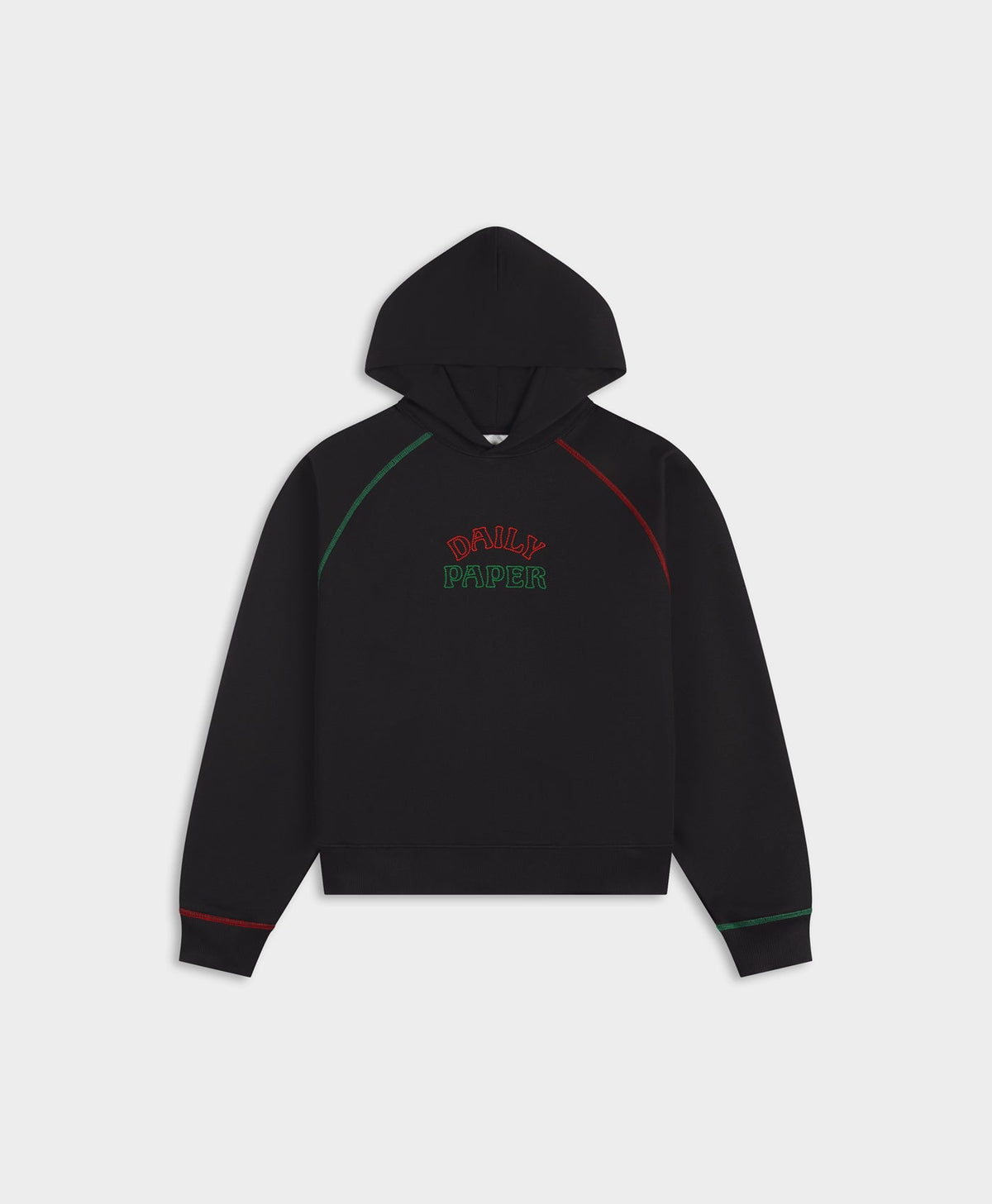Black Arch Contrast Stitched Hoodie