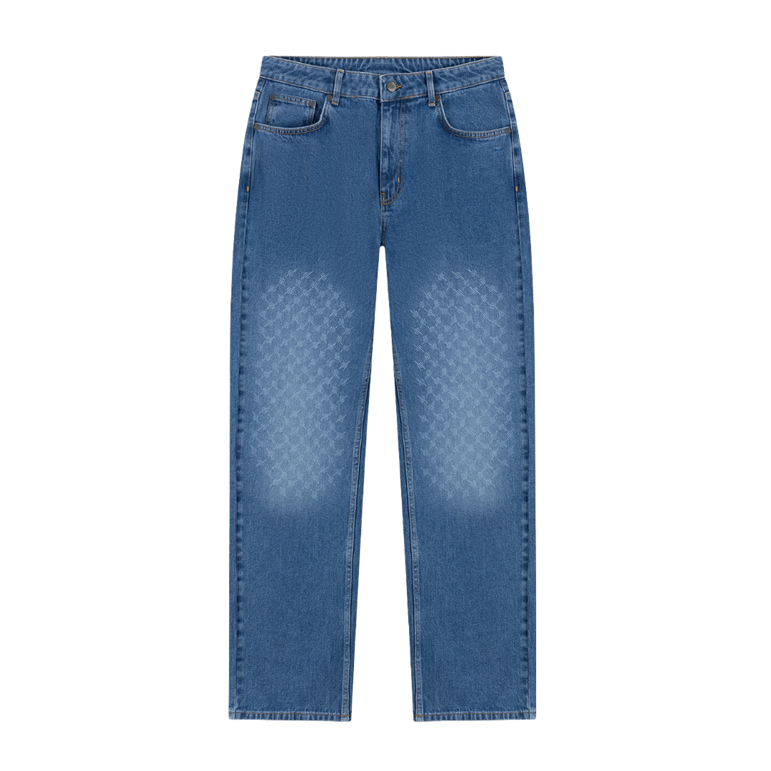 Mid Blue Faded Monogram Amba Jeans