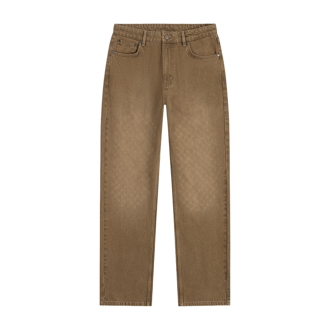 Beige Faded Monogram Amba Jeans