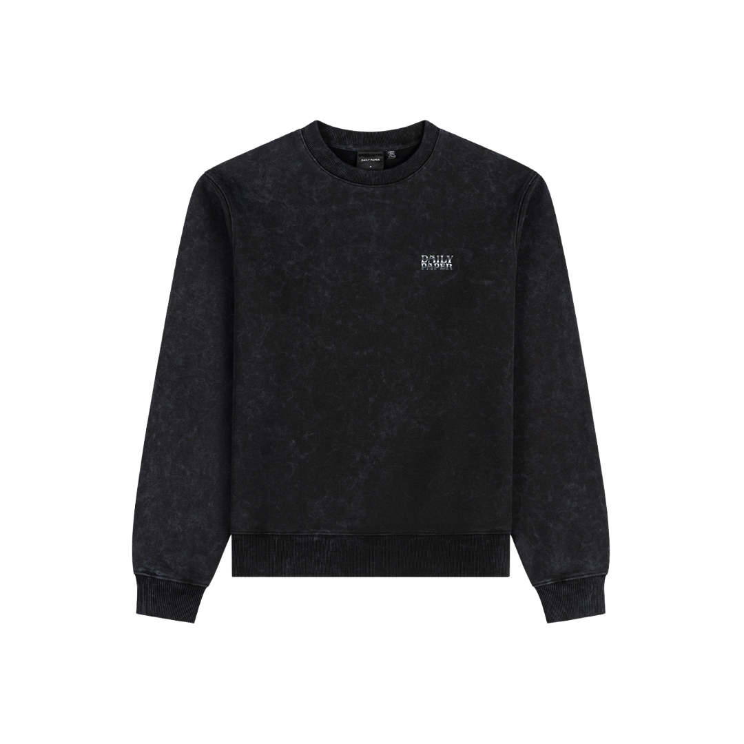 Washed Black Textured Metallic Shield Sweater
