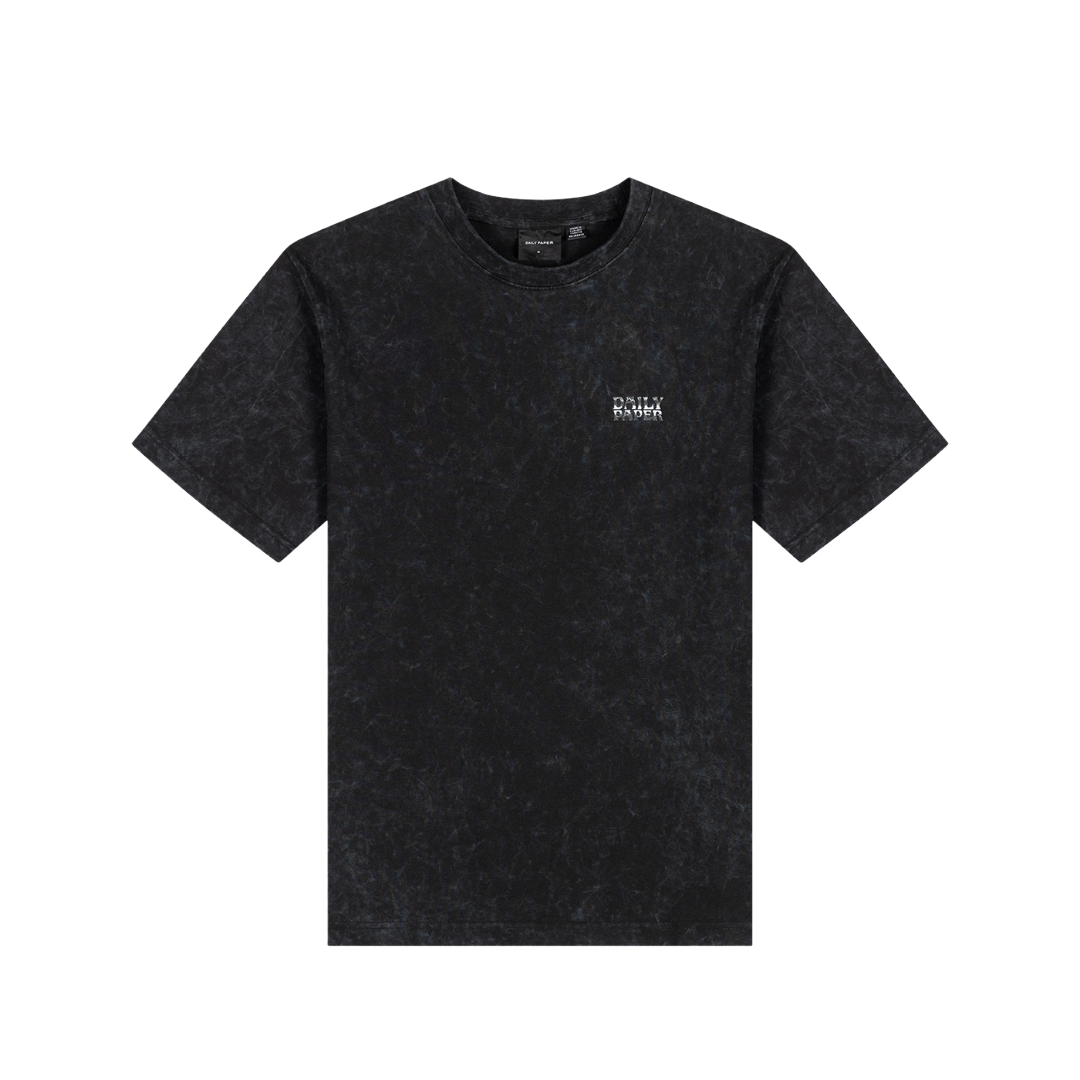 Washed Black Textured Metallic Shield T-Shirt