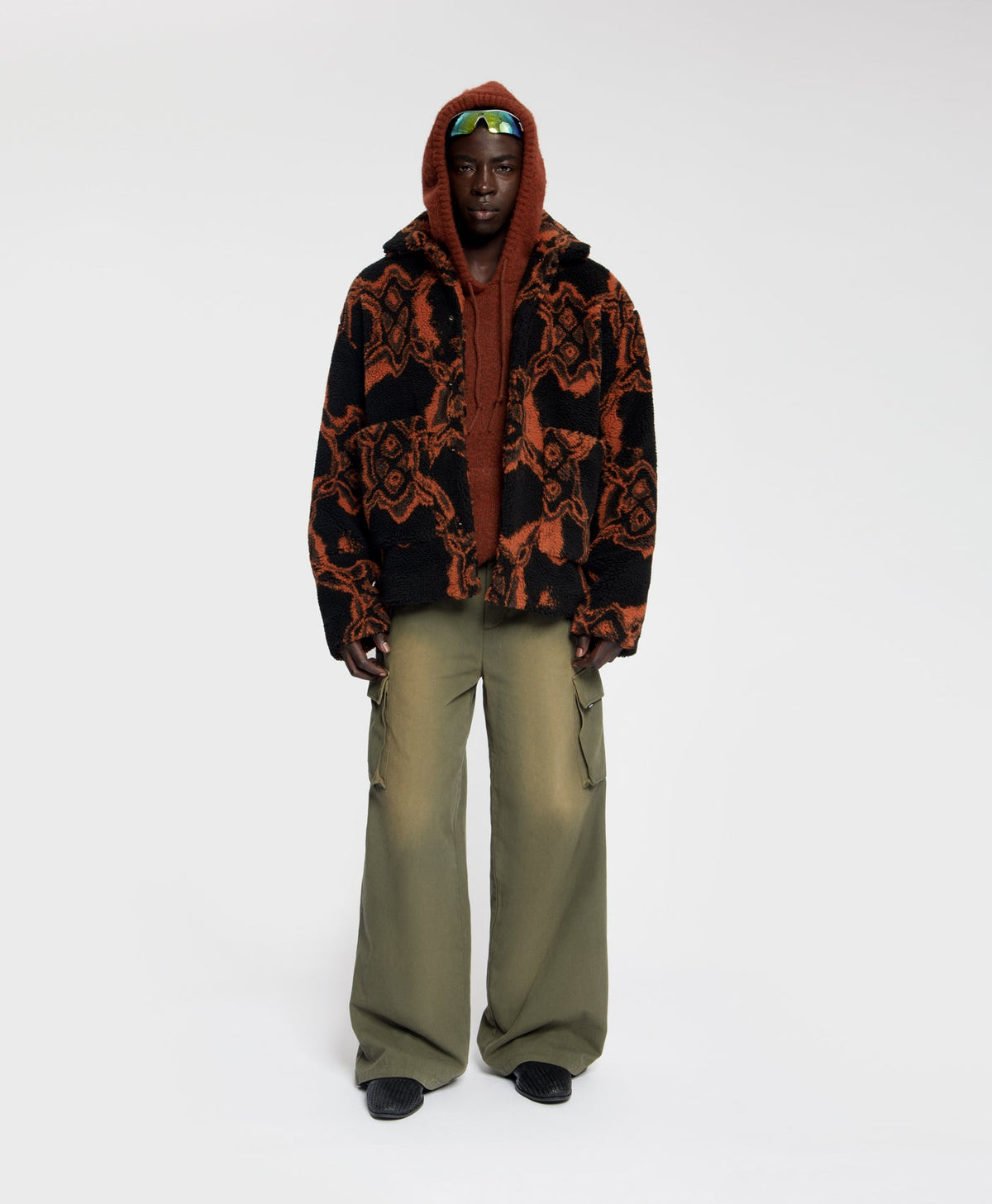 Black Burned Shield Fur Jacket