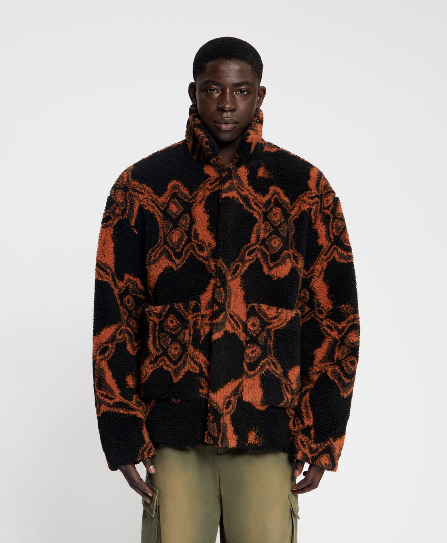 Black Burned Shield Fur Jacket