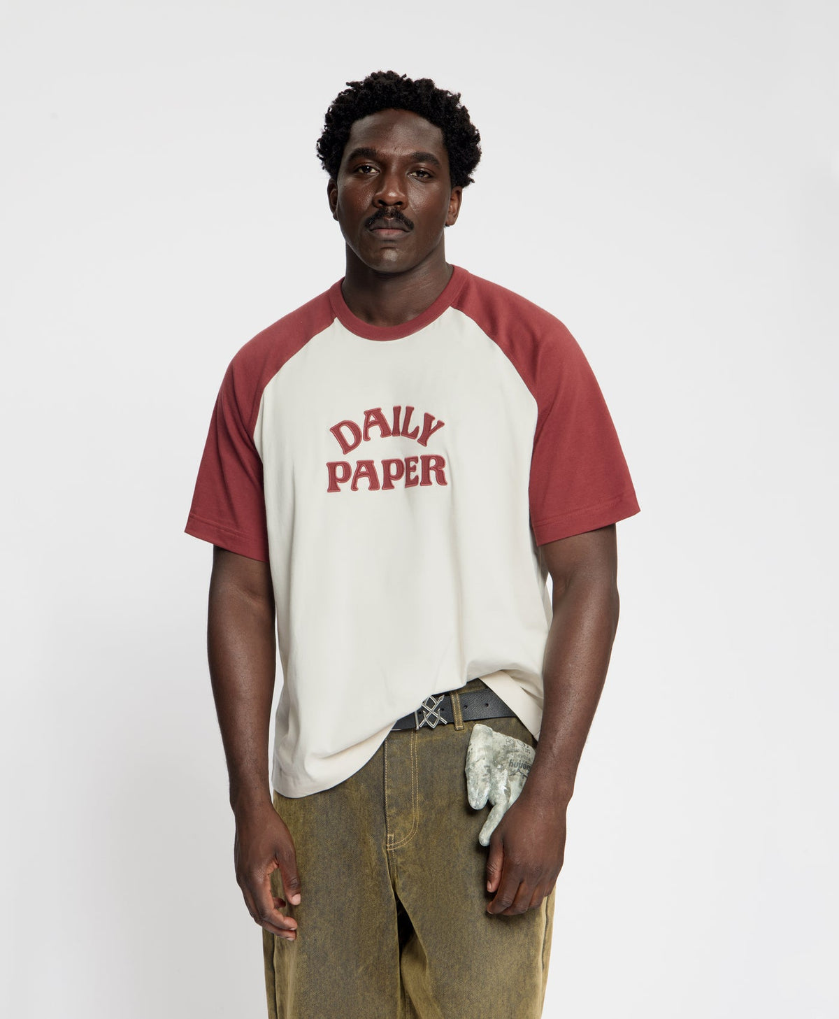 Boxy Burgundy Contrast Sleeve Raglan T-Shirt