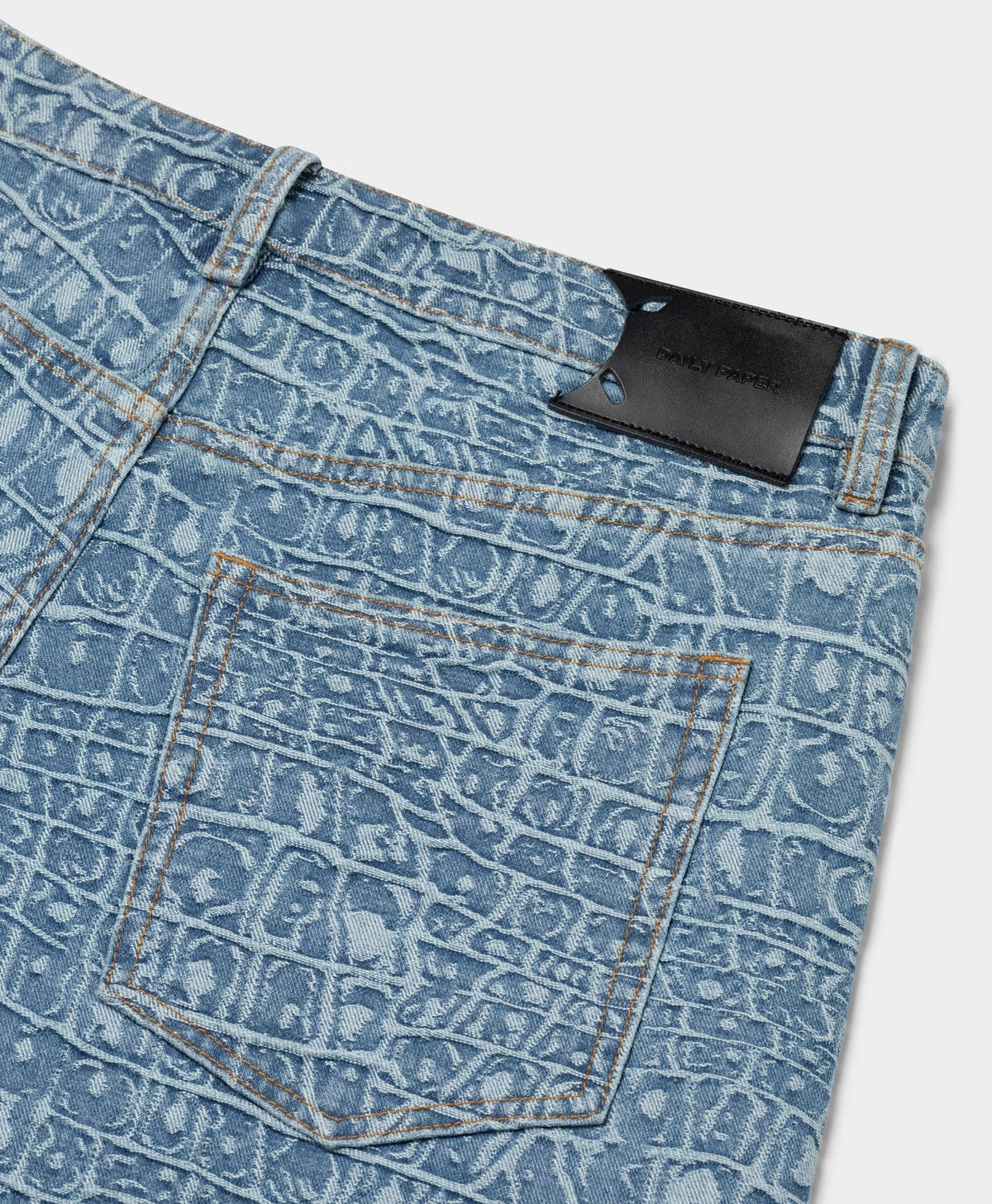 Blue Croc Jacquard Oversized Jeans