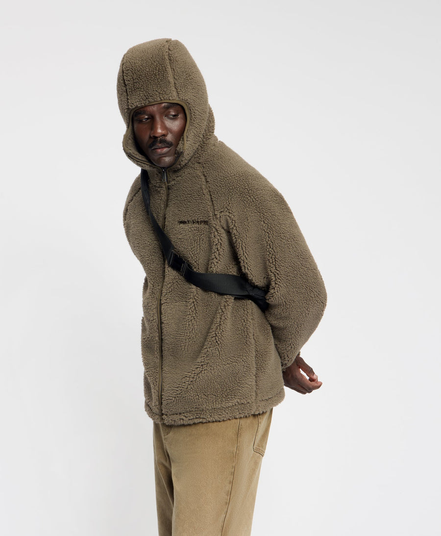 Olive Green Dias Sherpa Hoodie