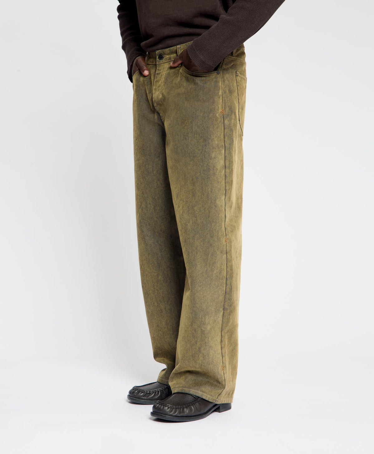 Brown Velvet Shield Oversized Jeans