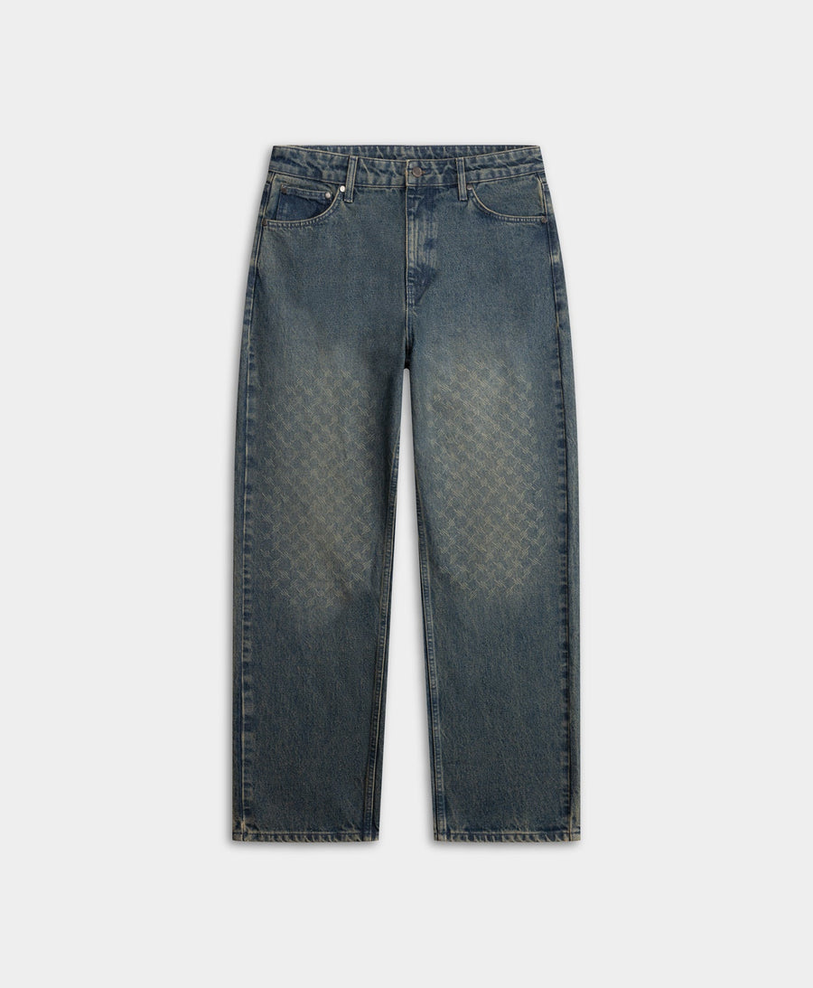 Bleached Denim Blue Faded Monogram Amba Jeans