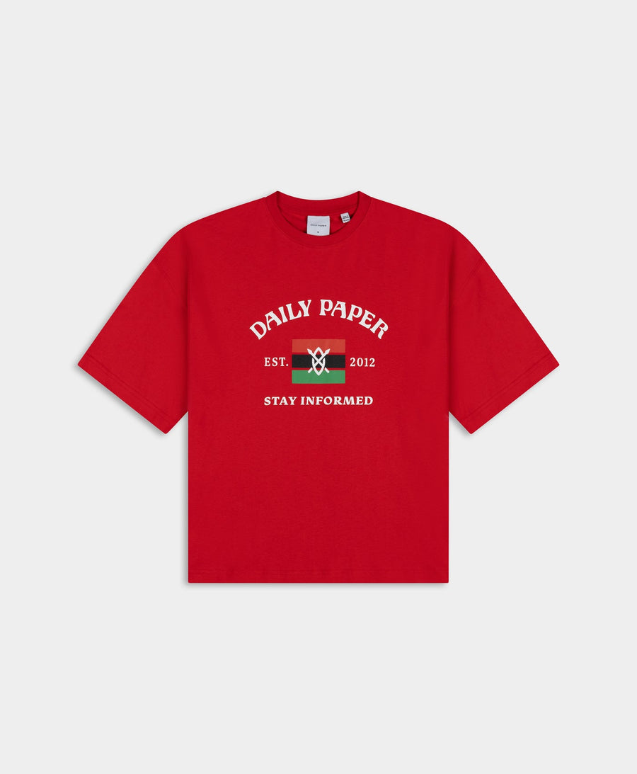 Boxy True Red Stay Informed T-Shirt