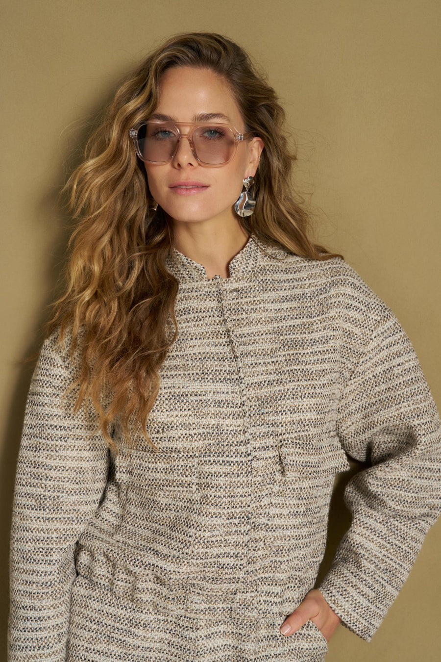 Jacket Hiva - Tweed Bomber | Kaki