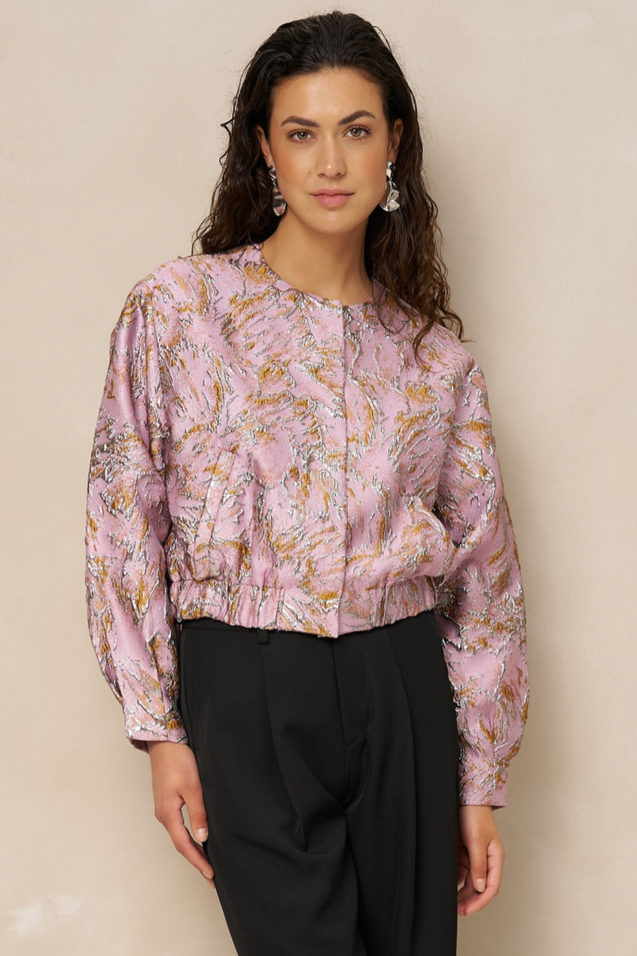 Jacket Jules - Jacquard Bomber | Light Pink