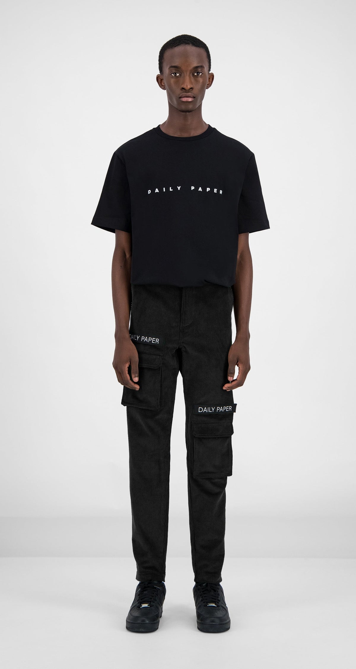 Black Corduroy Cargo Pants