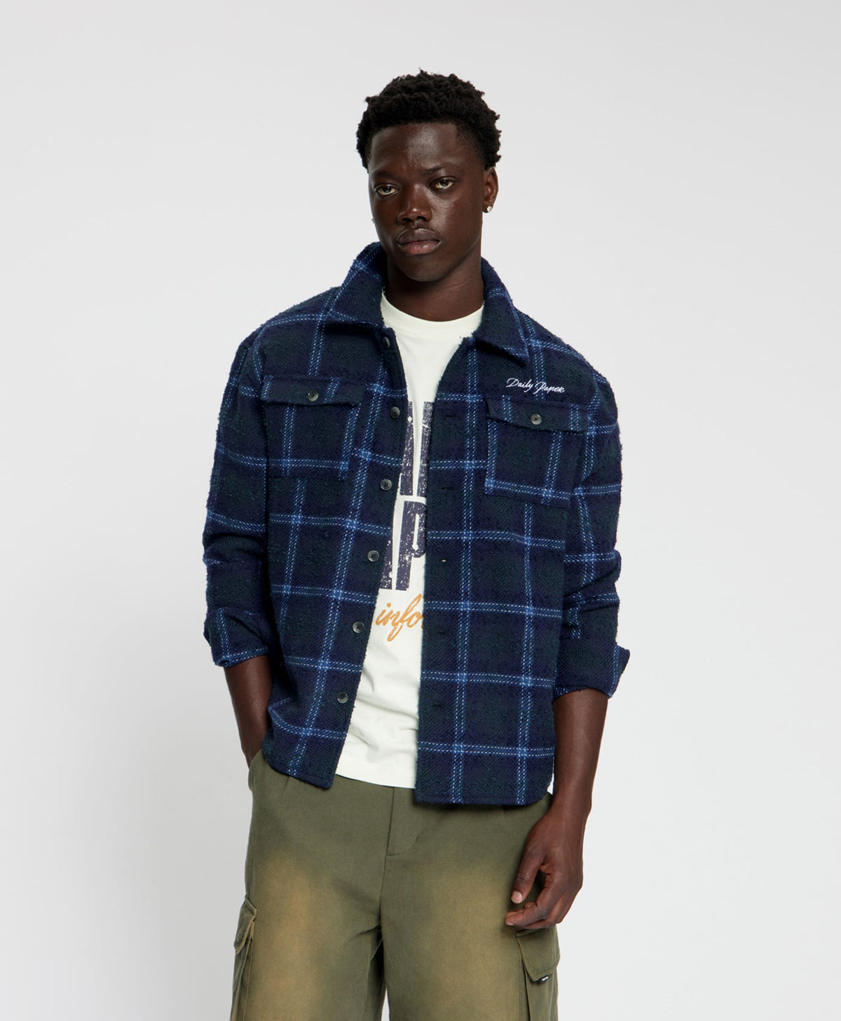 Carbon Structured Check Script Shirt