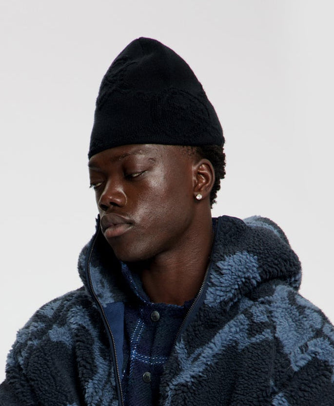 Carbon Textured Shield Skull Cap Beanie