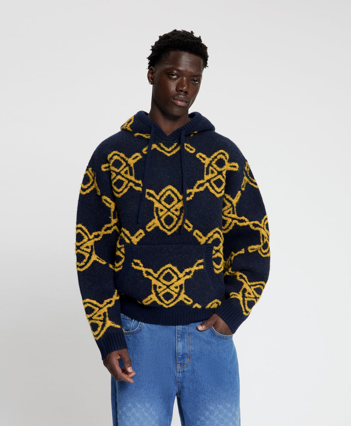 Carbon Shield Oversized Knit Hoodie