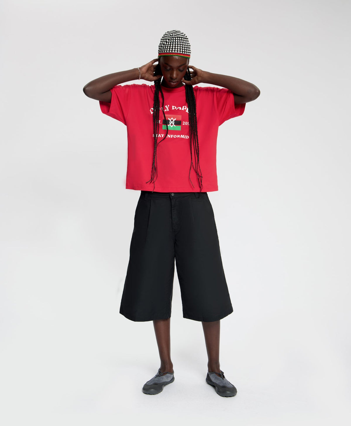 Boxy True Red Stay Informed T-Shirt