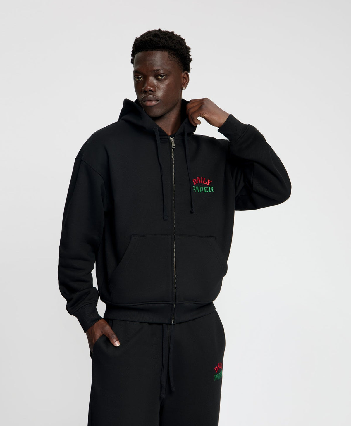Black Arch Zip Hoodie