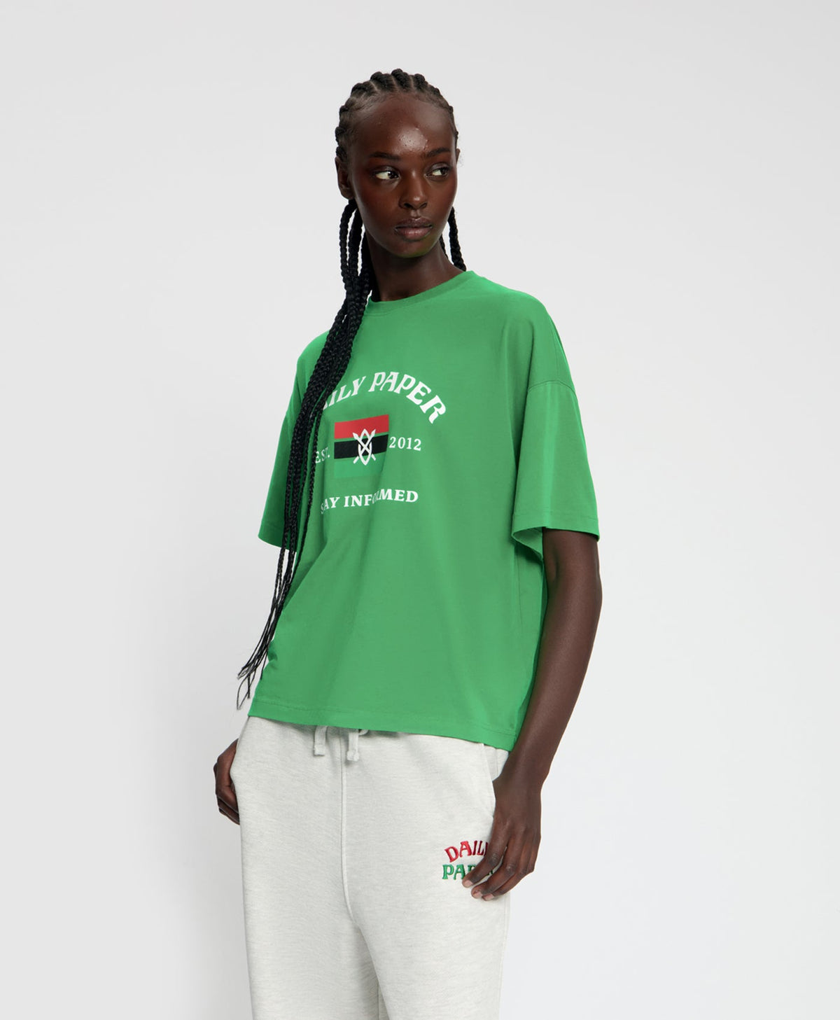 Boxy Fern Green Stay Informed T-Shirt