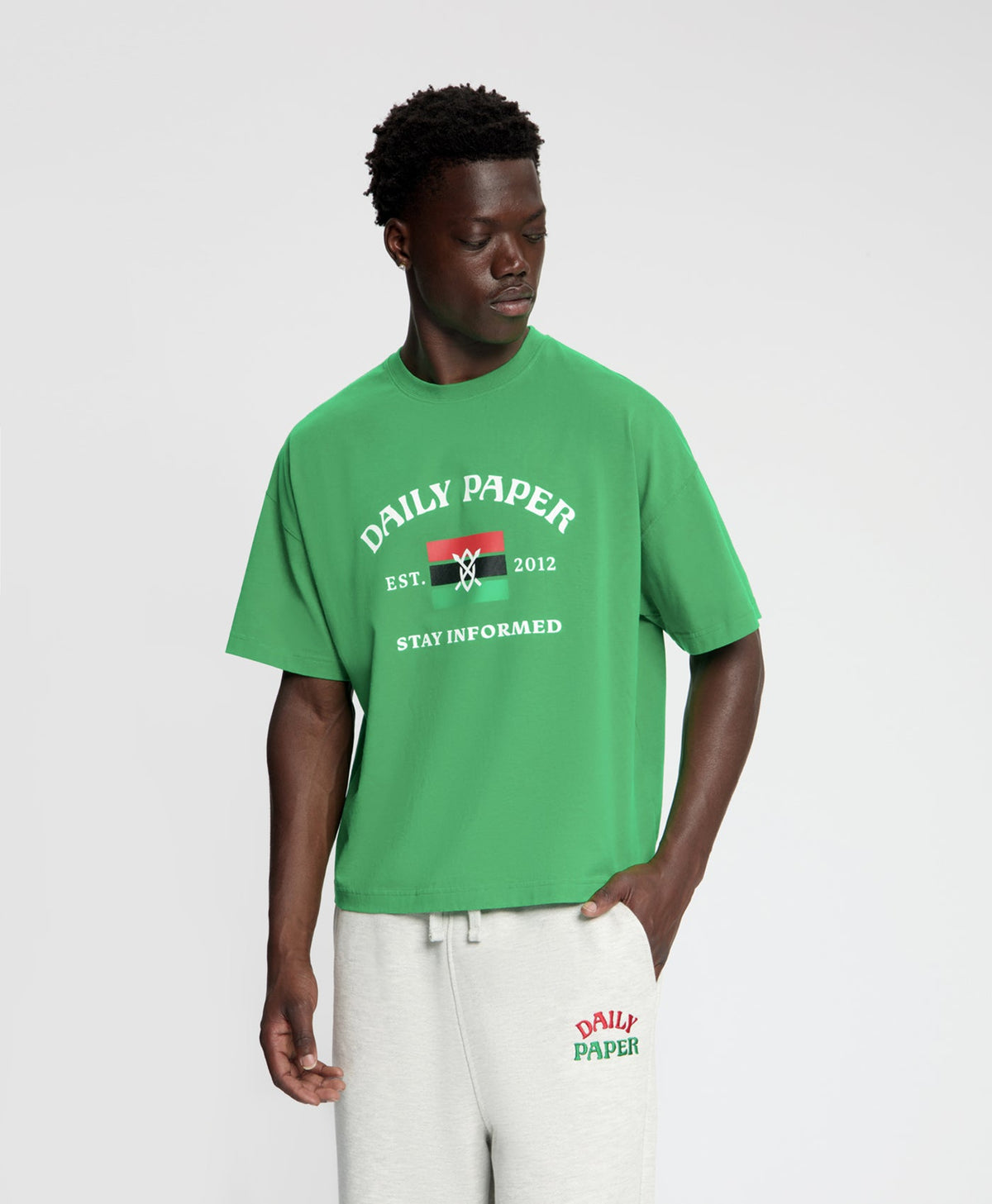 Boxy Fern Green Stay Informed T-Shirt