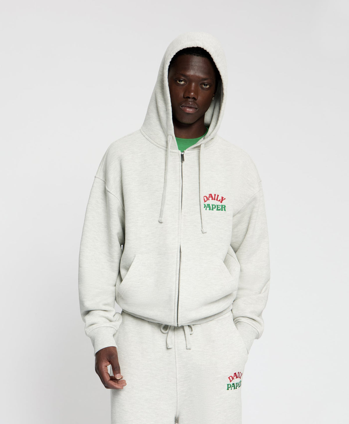 Heather Grey Arch Zip Hoodie