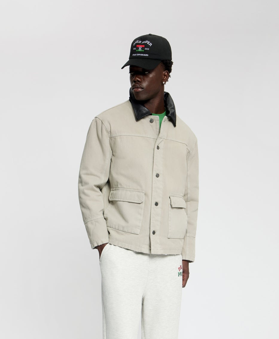 Moonbeam Beige Monogram Collar Workwear Jacket