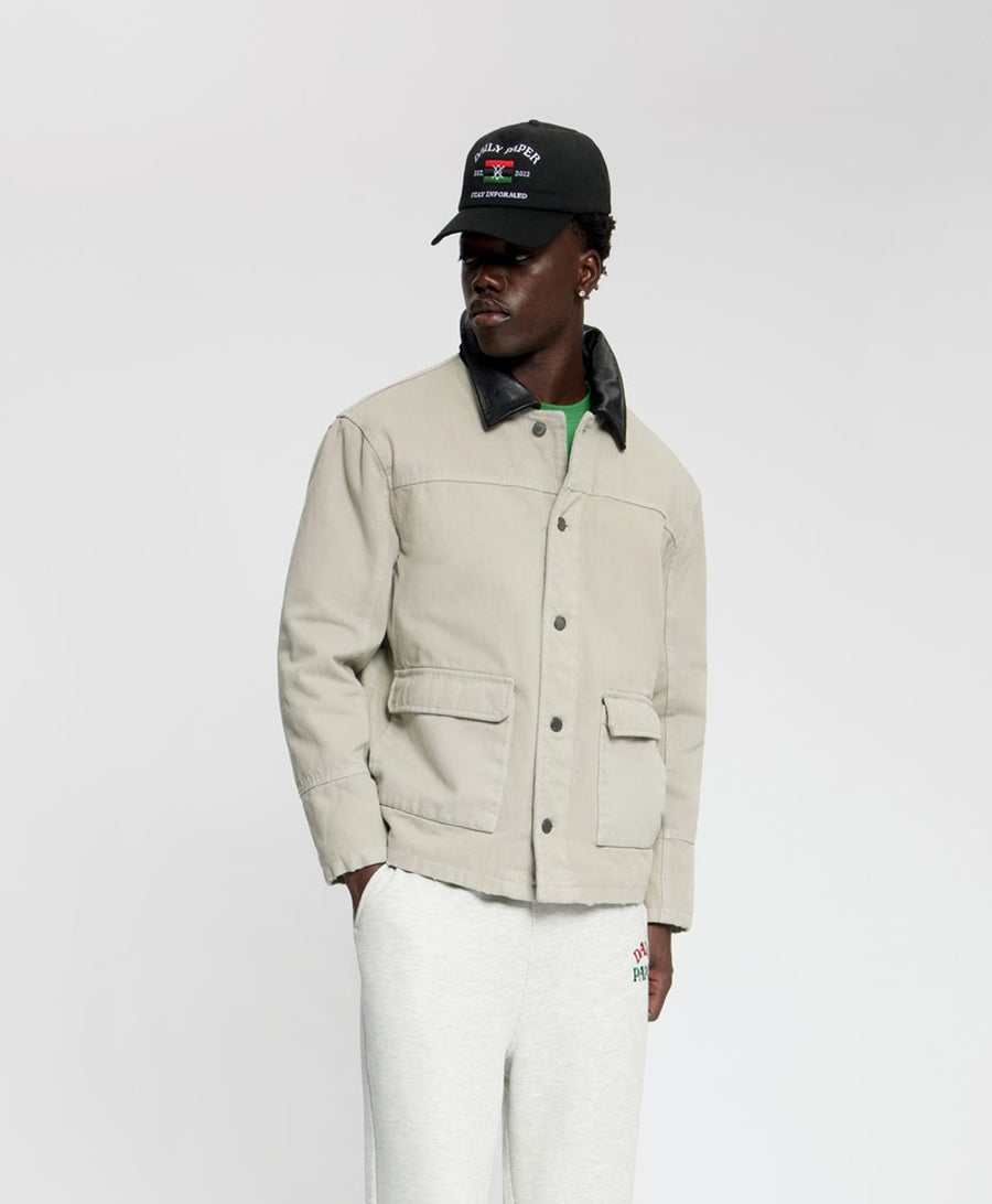 Moonbeam Beige Monogram Collar Workwear Jacket