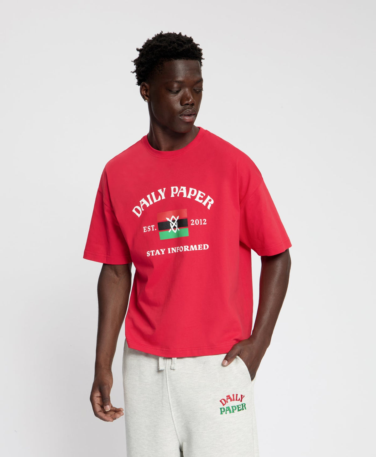 Boxy True Red Stay Informed T-Shirt