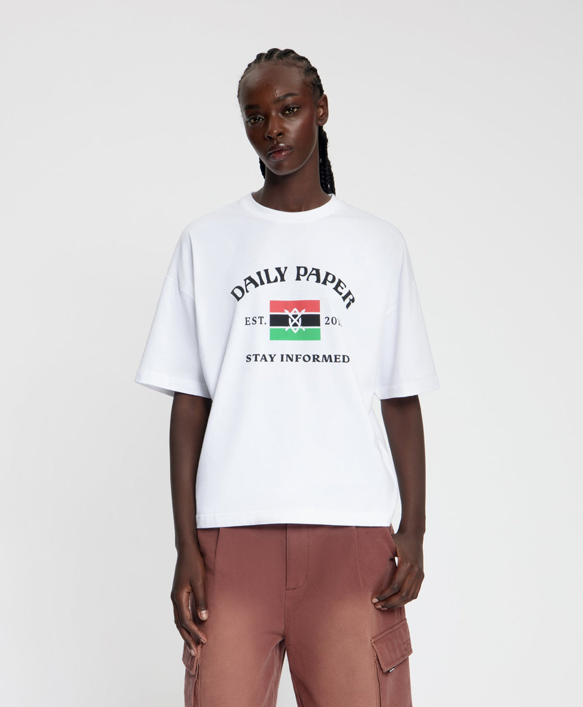 Boxy White Stay Informed T-Shirt