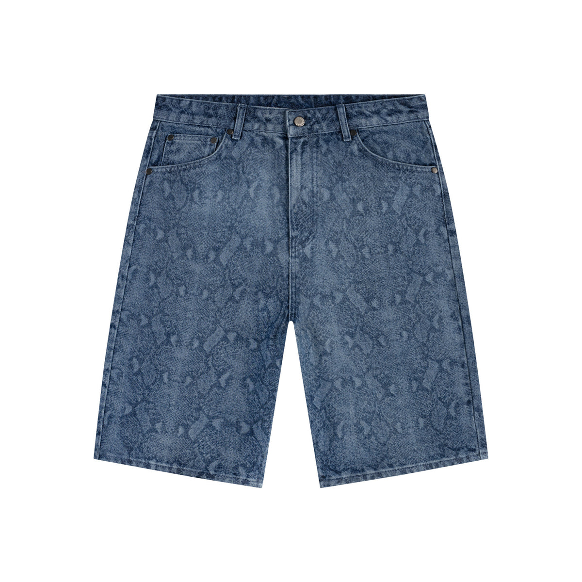 Blue Snake Laser Denim Shorts