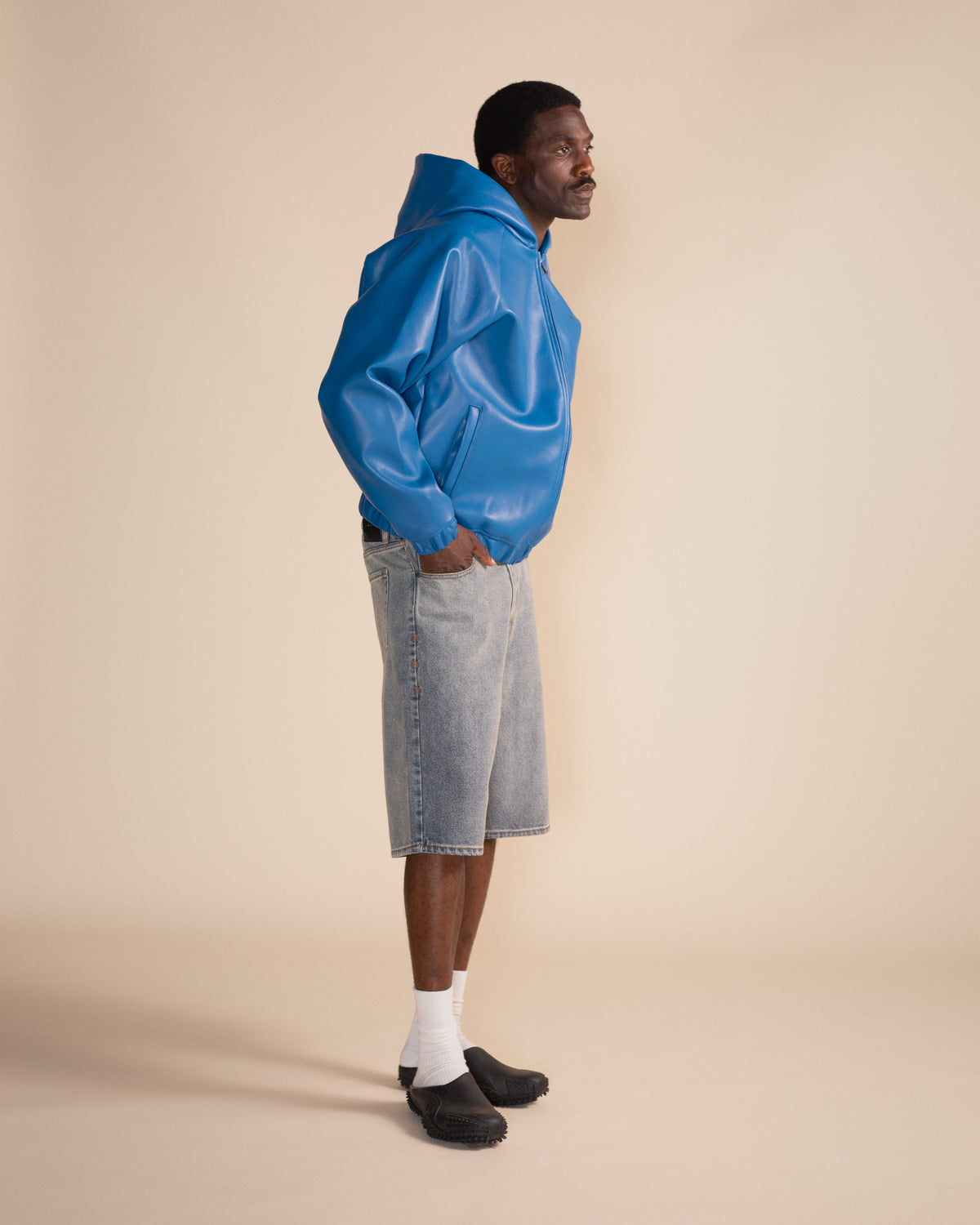 Brilliant Blue PU Scuba Jacket