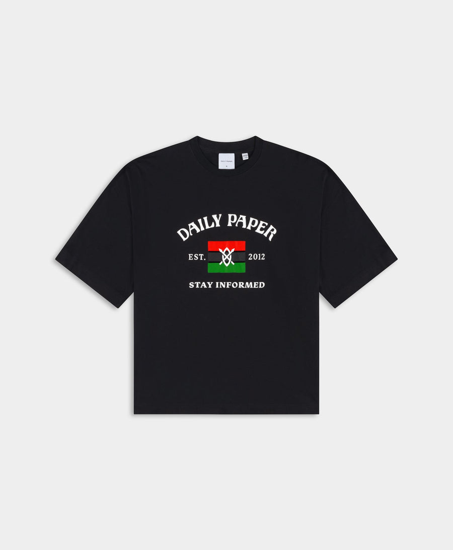 Boxy Black Stay Informed T-Shirt