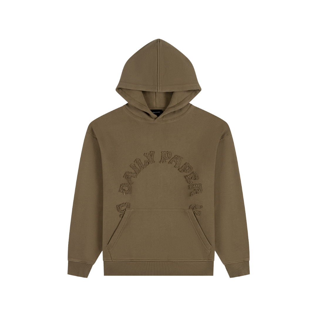 Oversized Army Green Self Fabric Orbit Hoodie