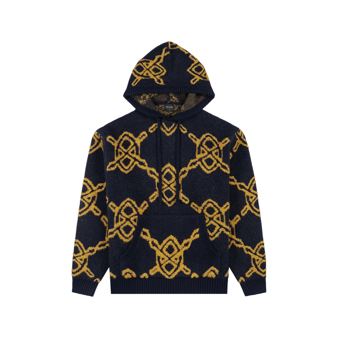 Carbon Shield Oversized Knit Hoodie