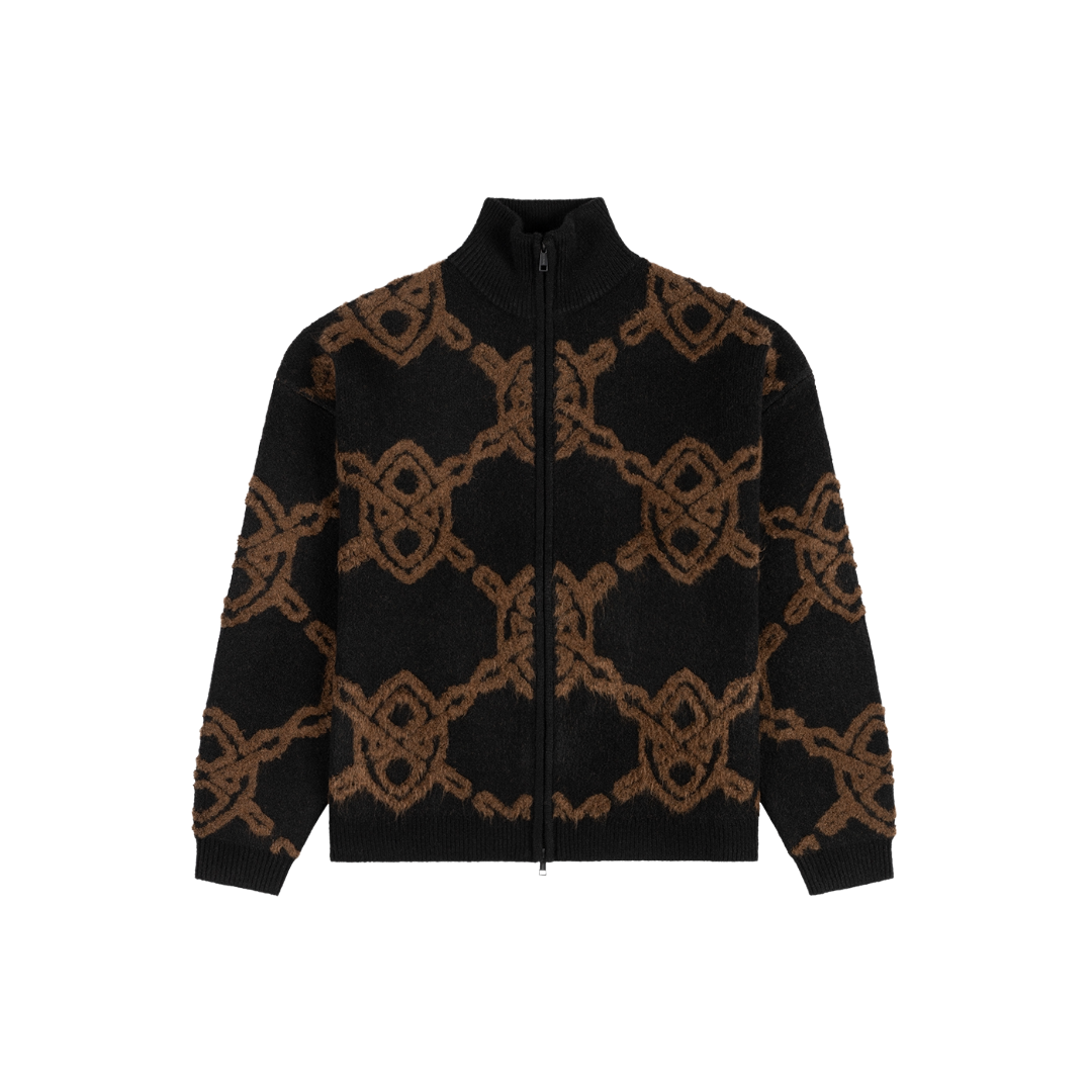 Black Shield Knit Zip Up