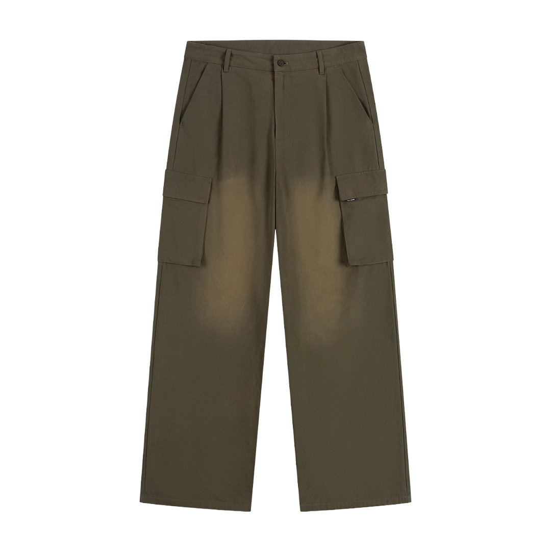 Army Green Washed Two Pocket Cargo Pants