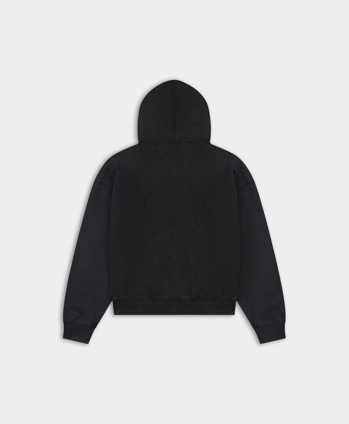 Black Vintage Stay Informed Boxy Zip Up Hoodie
