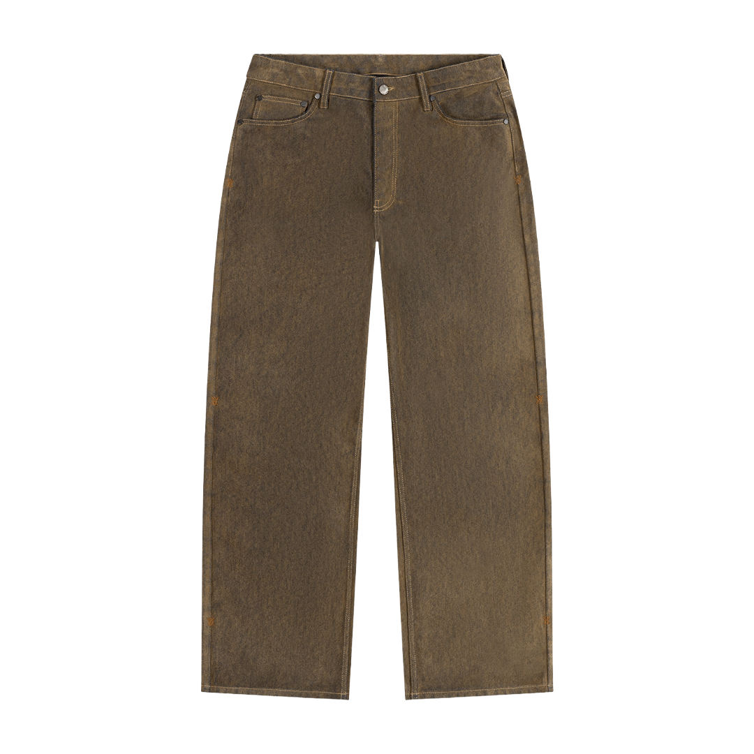 Brown Velvet Shield Oversized Jeans