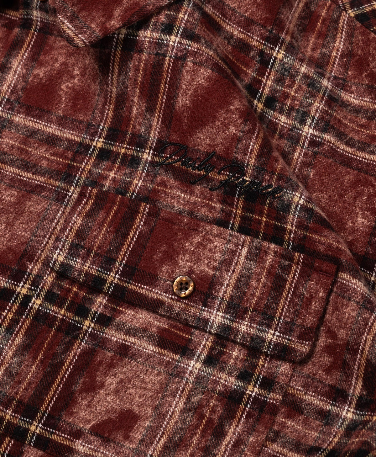 Boxy Burgundy Washed Check Flannel Shirt