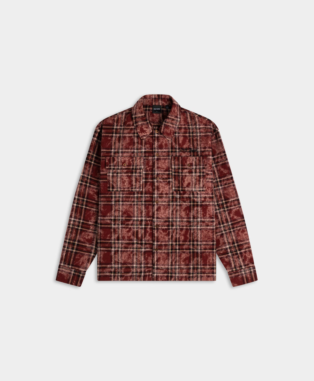 Boxy Burgundy Washed Check Flannel Shirt