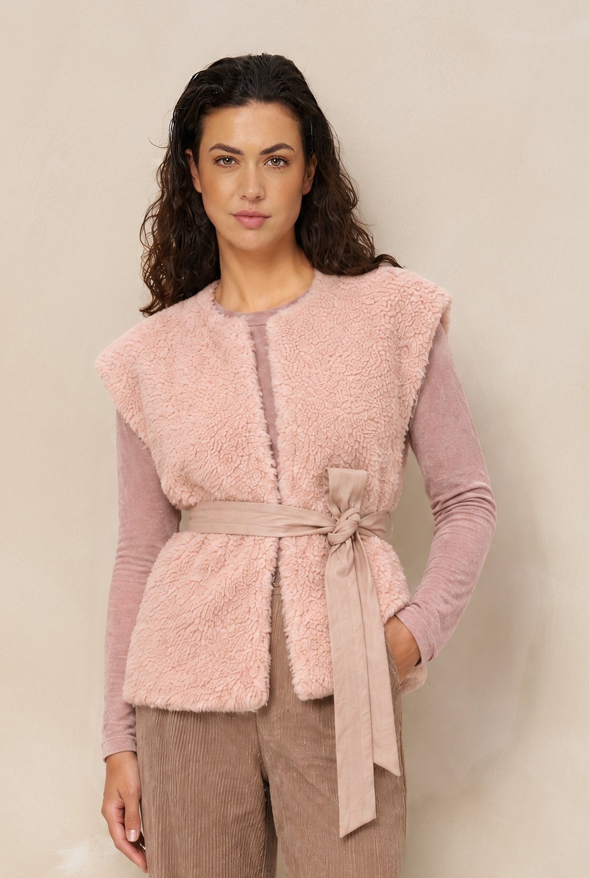 Gilet Jea - Teddy Belted | Light Pink