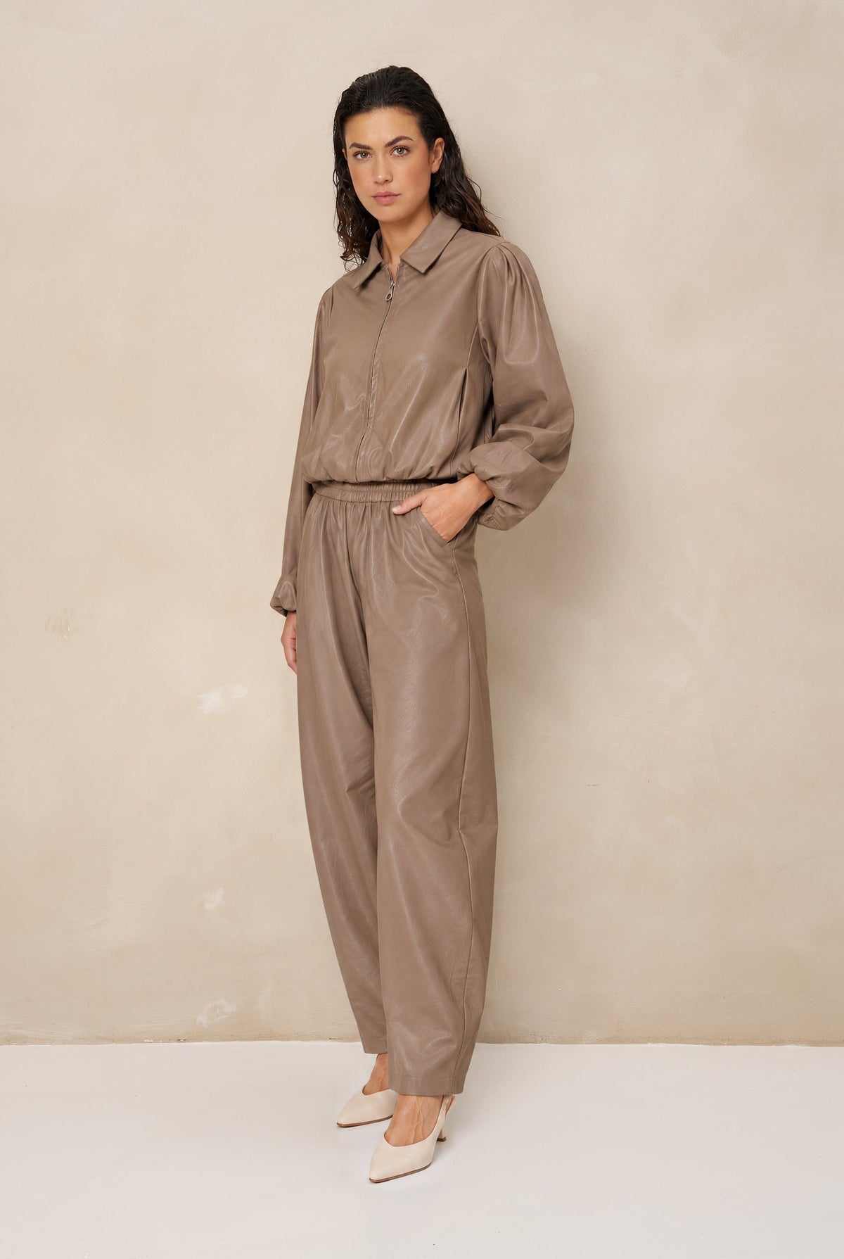 Jacket Jillie - Cocoon PU | Taupe