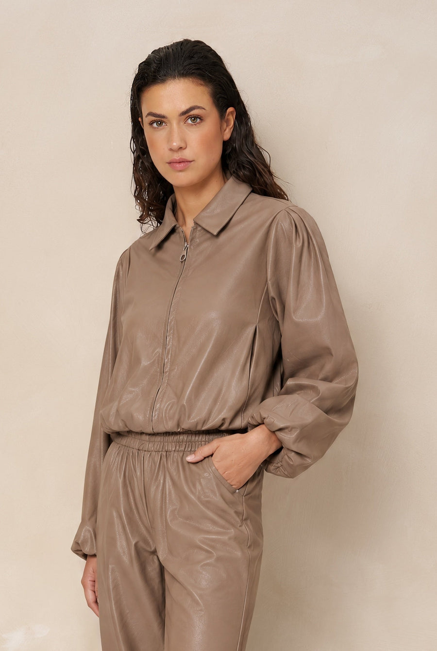 Jacket Jillie - Cocoon PU | Taupe